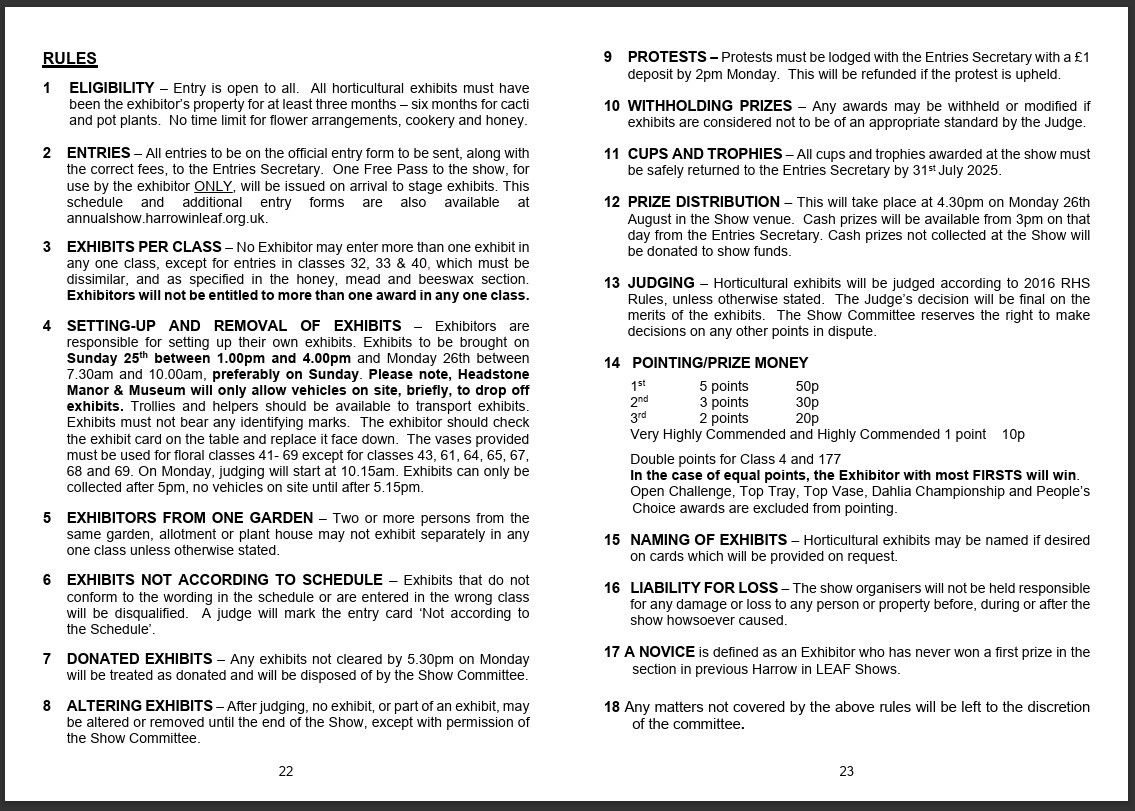 Harrow in LEAF - Show Rules