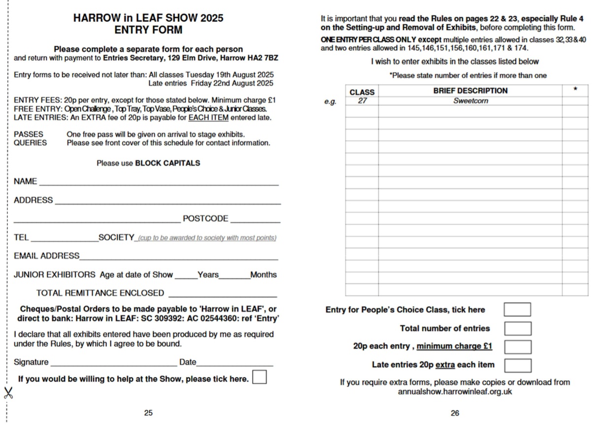 Harrow in LEAF - Entry Form