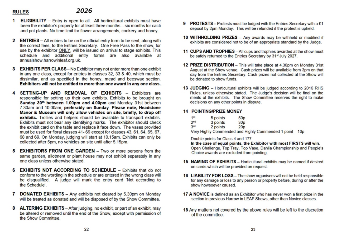 Harrow in LEAF - Show Rules