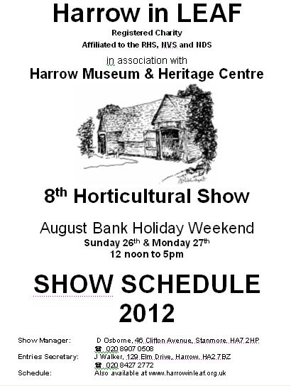 Harrow in Leaf - 2012 Schedule